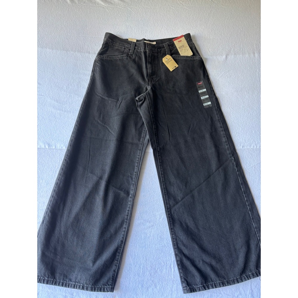 Levis 94 Baggy Wide Leg Jeans Washed Black Mid Rise Denim 30x31 NWT